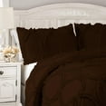 thumbnail image 3 of DNG Creations 3 Piece Ruffle Ribbon Design Comforter ( Twin/Twin XL Size ) Ultra Soft All-Season 550 GSM 800 Threads Count,100% Egyptian Cotton - Solid Chocolate Colour, 3 of 5