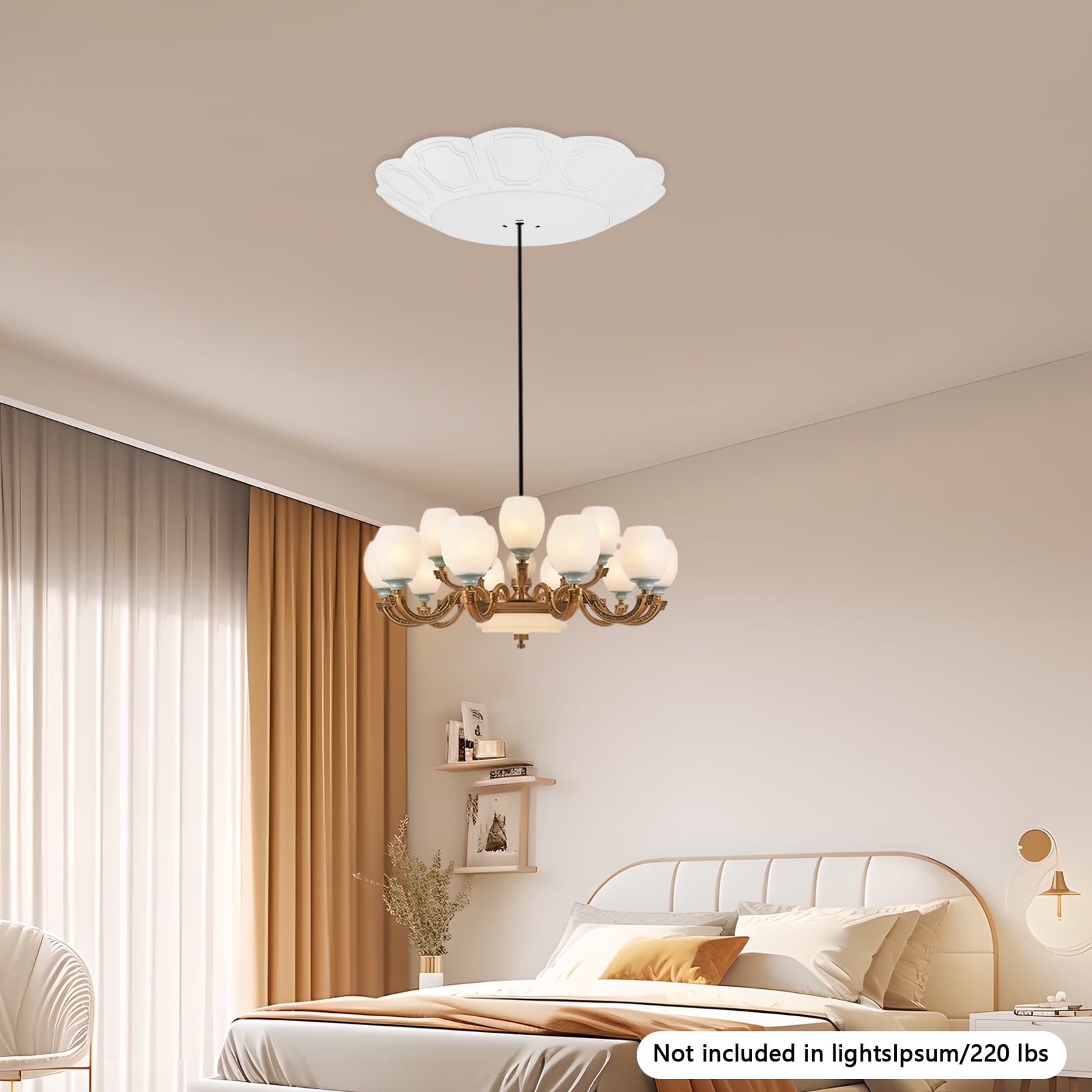 Petal-Shaped Chandelier Cover for 220lbs Hoist – White Baking Paint, 20.67*3.15in Size, Smooth Safety Edges – Ideal for Lamp Decoration