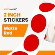 2 Inch Dot Matte Red Color Code Labels for Color Coding and Organization, Round Coloured Easy Peel Strong Self Adhesive Dot Stickers (500 Stickers Per Roll)