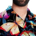 thumbnail image 5 of Flower Butterfly Men's Casual Button Down Short Sleeve Hawaiian Printed Summer Beach Shirts, 5 of 6