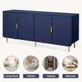 thumbnail image 4 of Entrintou 64.8"Fluted Sideboard Buffet Cabinet,4 Door,6 Center-Support Legs,150 lb Top, For Dining Room, Living Room,Navy Blue with Gold Hardware, 4 of 12