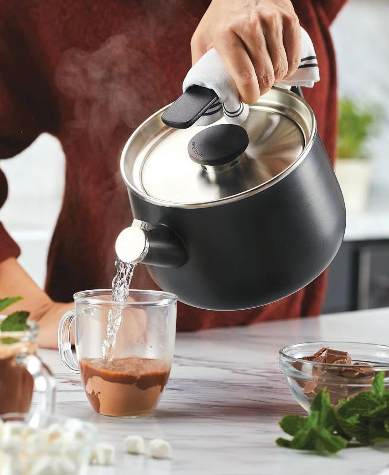 KitchenAid Enamel-on-Steel Teakettle, 2 Quart, Matte Black