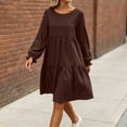 thumbnail image 4 of Tqcoqu Fall Dresses for Women 2026,Crew Neck Long Lantern Sleeve Casual Loose Flowy Swing Shift Dress, 4 of 6