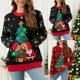 thumbnail image 3 of Suéter Jacquard de árbol de Navidad para mujer, Jersey de punto de manga larga con cuello redondo, estilo europeo y americano, 3 of 4