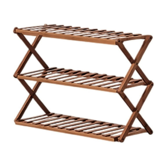DAMAI 3 Tier Bamboo Shoe Rack,Portable Folding Multifunctional Free Standing Shoe Shelf Storage Shoe Storage Rack,Without Installation Small Shoe Rack Perfect for Corridors,Bedrooms and Small Spaces