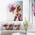 thumbnail image 1 of Femme Sexy Marron avec Fleurs - Impression sur Toile Portrait, 1 of 3