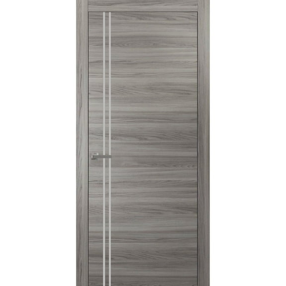 Modern Solid Interior Door with Handle | Planum 0310 Ginger Ash | Single Regural Panel Frame Trims | Bathroom Bedroom Sturdy Doors-28" x 84"