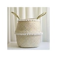 thumbnail image 4 of Handmade Foldable Wicker Grass Weaving with Small Plush Balls Flower Basket, Storage Basket for Storing Cosmetics, Clothes, 4 of 6