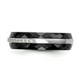 thumbnail image 3 of SS Rhodium-Plated CZ Brilliant Embers Ceramic Band Black Ring in Sterling Silver - Size 6, 3 of 3