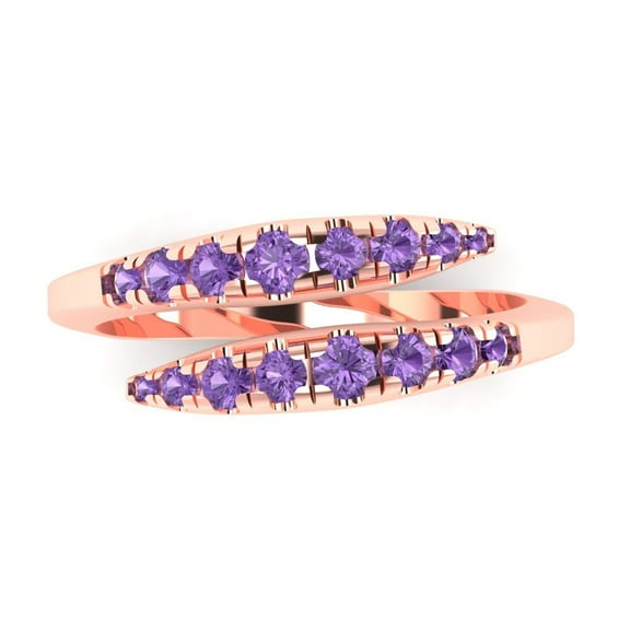 0.235 ctw Wedding Band for Women - 18K Rose Gold Simulated Alexandrite Stackable Eternity Ring