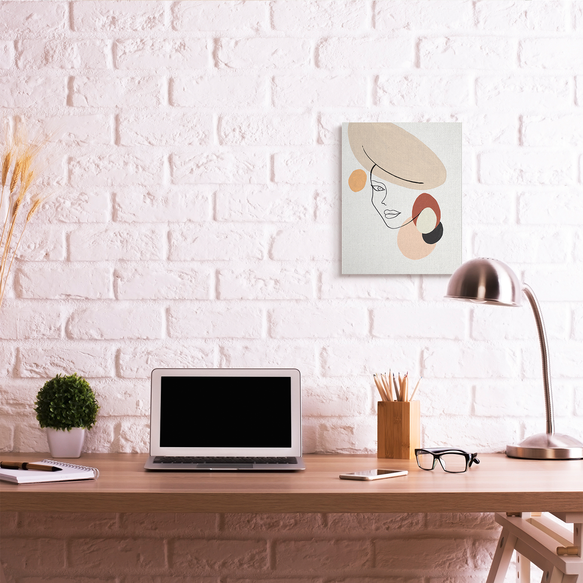 Stupell Industries Fashion Female Portrait Terracotta Abstract Shapes Abstract Painting Gallery Wrapped Canvas Art Print Wall Art, 16 x 20