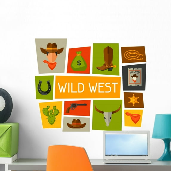 Wild West with Cowboy Wall Decal Wallmonkeys Peel and Stick Decals for Boys (24 in H x 24 in W) WM502974