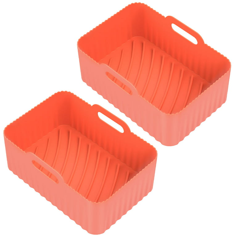 2 Pack Air Fryer Liners Silicone Pot for Ninja Dual DZ201/DZ401 Foodi Air  Fryer Accessories Reusable Air Fryer Silicone Liners Rectangle Air Fryer  Basket (Red, 2) 