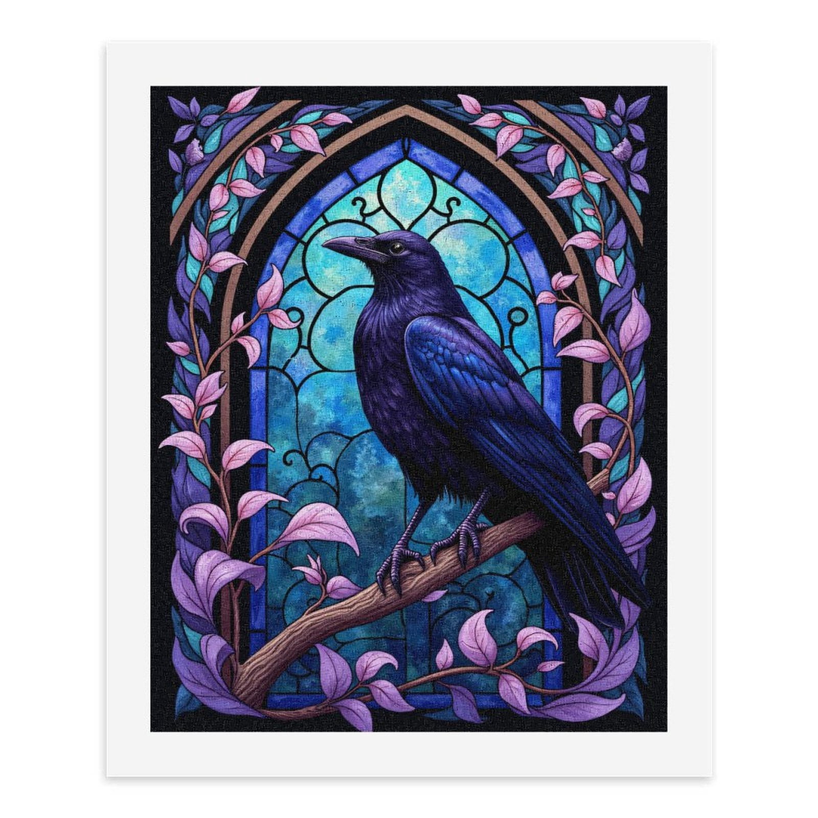 Paint By Numbers Kit for Adults Beginner - DIY Majestic Raven Stained Glass Art Canvas Painting Kits for Adults, Frameless Paint By Number for Adults for Home Wall Decor 16x20 Inch