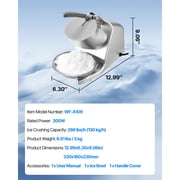 KFFKFF Electric Ice Crusher Machine, 286lbs/hr Shaved Ice Maker with 4 Blades, Stainless Steel Snow Cone Machine with Bowl and Cover, 300W 2000RPM for Home and Commercial Applications, Silver