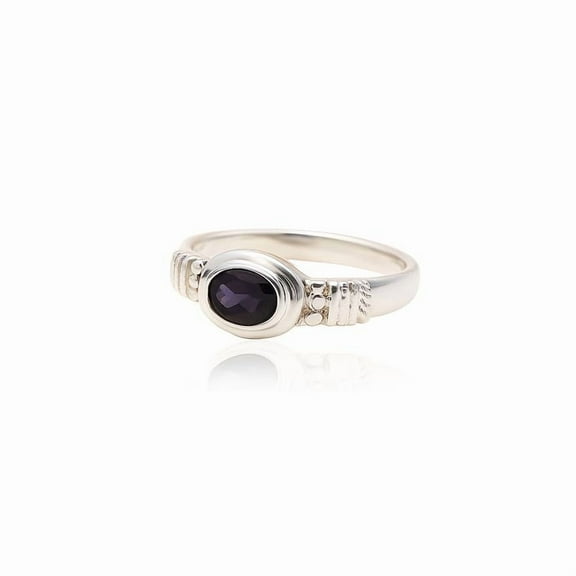 Natural Oval Cut Garnet 925 Sterling Silver Ring, January Birthstone Blue Gemstone Ring for Women Gift_11
