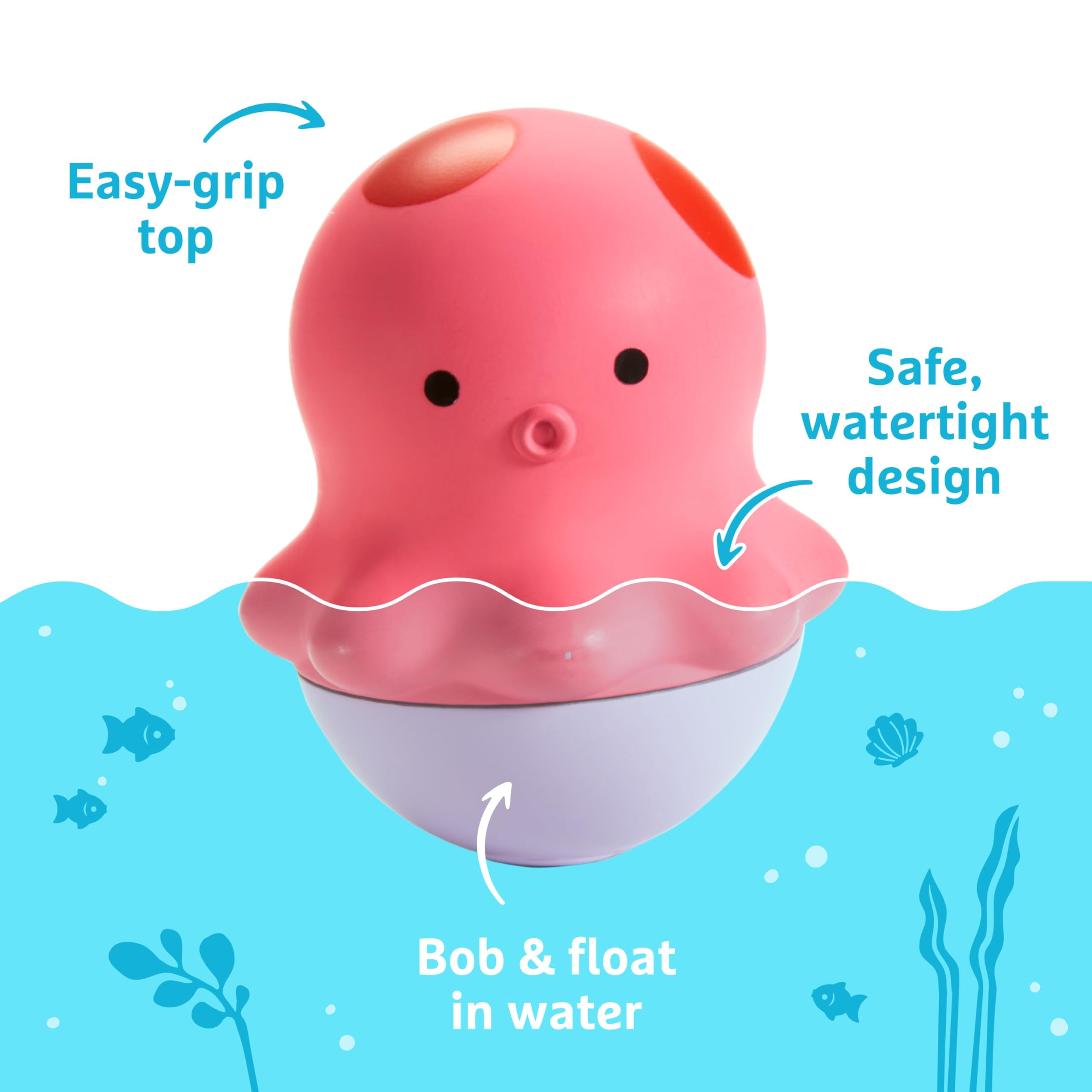 Munchkin Bath Bobbers Mold Free Baby and Toddler Bath Toy, 6+ Months, Dolphin/Walrus/Octopus