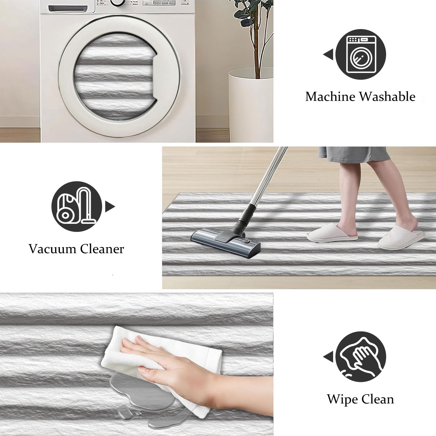 3 Piece Kitchen Rug Set, Non-Slip And Washable, Abstract Pattern Kitchen Hallway Rug, Soft And Comfortable, Suitable For Sinks, Floors, Entrances, Hallways and Bathrooms