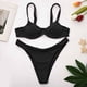 thumbnail image 2 of Mujeres Fshion correas Color sólido cómodo Split traje de baño Bikini ropa de playa conjunto Fridja  nalpqowj59605, 2 of 8