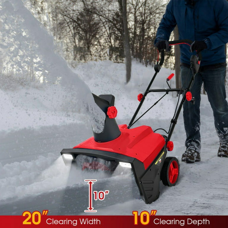 Costway 20 Electric Snow Thrower 120V 15Amp Snow Blower w/180Â° Rotatable  Chute 2 Lights 