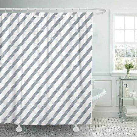 Gray Diagonal Stripes PKNMT Blue Stripe Striped Pattern is Only Without Grunge Dots Gray Diagonal Geometric Shower Curtain Bath Curtain 66x72 inch ()