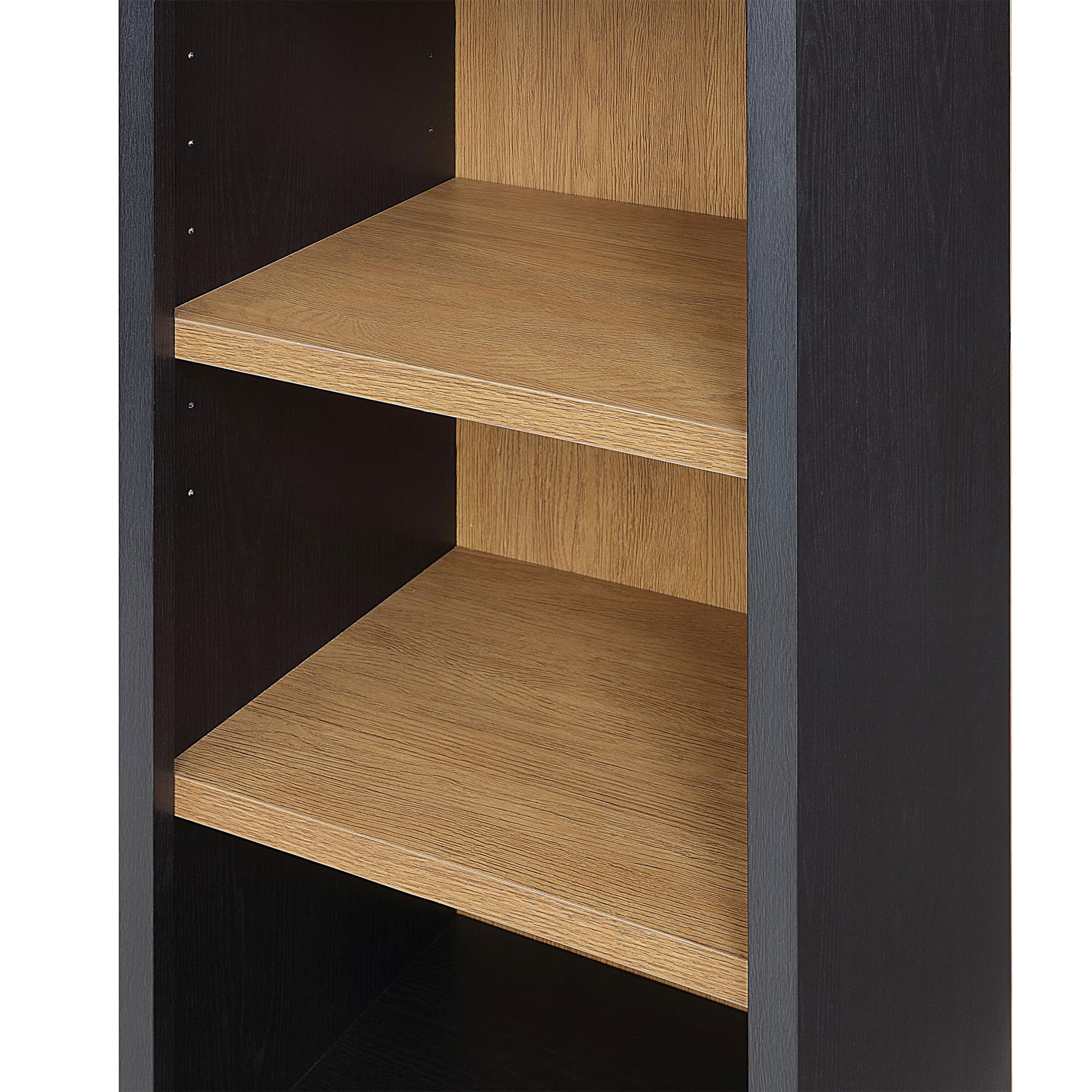 Estante Librero Estrecho con Arco Juliet, Negro Intenso y Miel Claro 5
