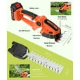 thumbnail image 4 of YAHHU Cordless Hedge Trimmer, 3 in 1 Handheld Electric Grass Trimmer , Trimmer for Bush,Tree, Garden, Patio and Lawn, 4 of 8