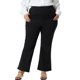 thumbnail image 1 of Pantalones Plus Size para Mujeres Agnes Orinda, Pantalones de Pierna Acampanada, Ajustados a la Cintura Alta con Bolsillos, Color Negro 2X, 1 of 5