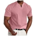 thumbnail image 5 of Ulitacool T Shirts For Mens Muscle V Neck Shirts Slim Fit Shirt Short Sleeve Tee With Pocket Charm Clothing Pink, 5 of 5