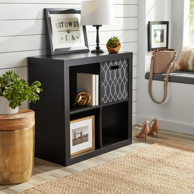 Better Homes & Gardens 4-Cube Organizer Bookshelf, Solid Black