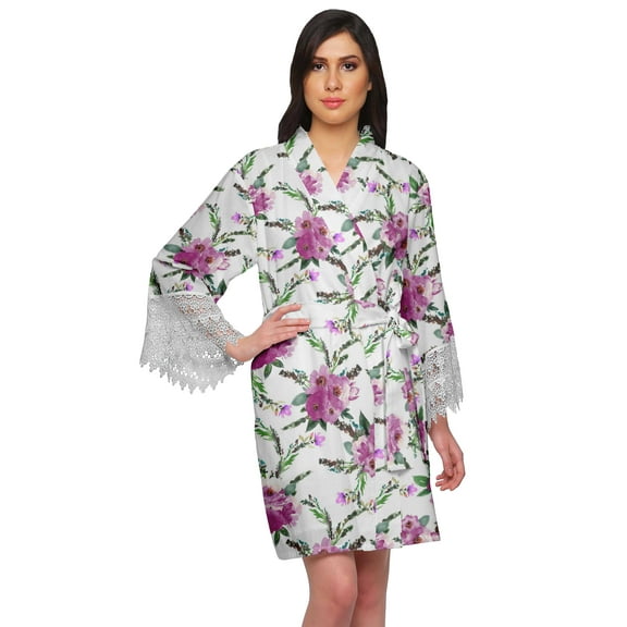 Moomaya Printed Bridesmaid Robes Short Bride Getting Ready Dress Loungewear