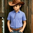 thumbnail image 2 of LYHaoo Cowboy Plaid Pattern Button Down Shirt for Boys Western Style Festive Shirt Summer Short Sleeve Shirt,4-5 Years, 2 of 6