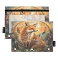 thumbnail image 2 of 2 Pack Pencil Pouch for 3 Ring Binder Smooth Zipper Folders with Pockets Clear Window Pencil Case Foxes in Flower Ring, 2 of 6