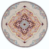 SAFAVIEH Micro-Loop Bosworth Oriental Area Rug, Beige/Orange, 5' x 5' Round