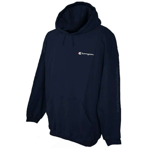 Big & Tall Men's Champion Midweight Fleece Pullover Hoodie with Script Logo NAVY 3XLT