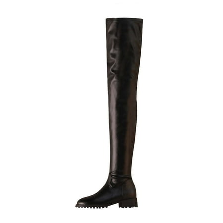 

Aueoeo Over The Knee Boots For Women Women s Fashion Large Size Boots Autumn Low-Heeled Over-The-Knee Boots Knight Boots