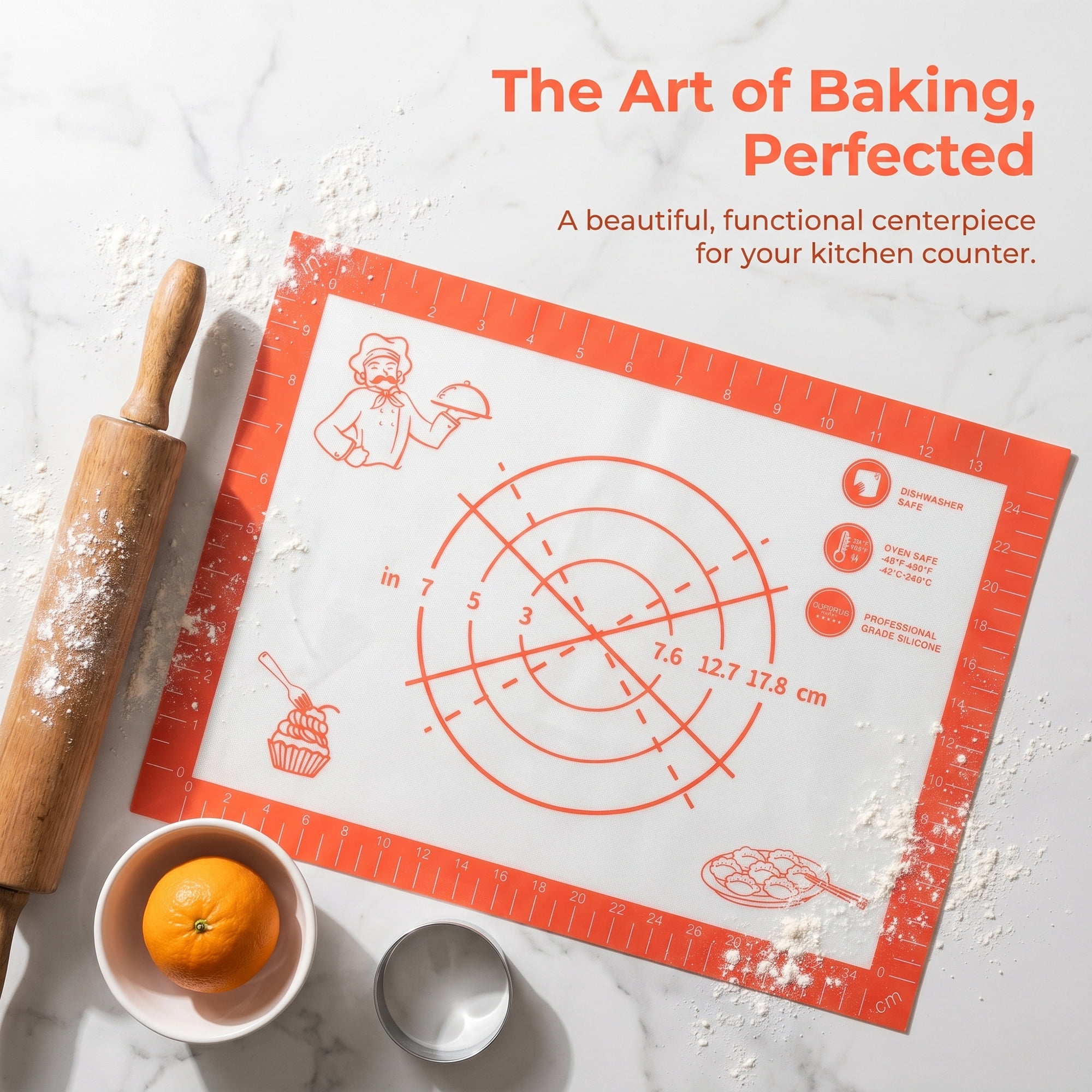 Unique Bargains Thickened Silicone Pastry Baking Mat with Measurements Red 11.8"x15.7"