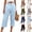 #01 Light Blue, variant on Breathable Linen Capri Pants for Women Wide Leg Pleated Front High Waisted Trousers Button Fly with Pockets Casual Summer Elegant Slacks, #01 Camel, L