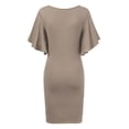thumbnail image 3 of MBJ WDR1256 Womens Cowl Neck Short Flutter Sleeve Dress S TAUPE, 3 of 3