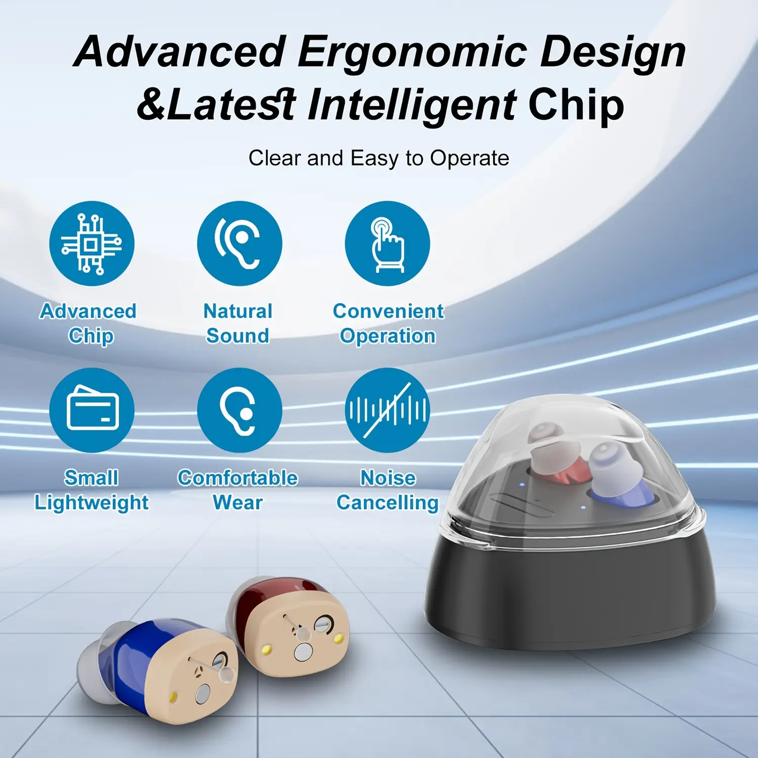 Rechargeable Hearing Aids For Seniors With Noise Canceling,Hearing Amplifier For Adults,Digital In Ear Hearing Aids, Hearing Assist Devices With Volume Control Magnetic Contact Charging Box