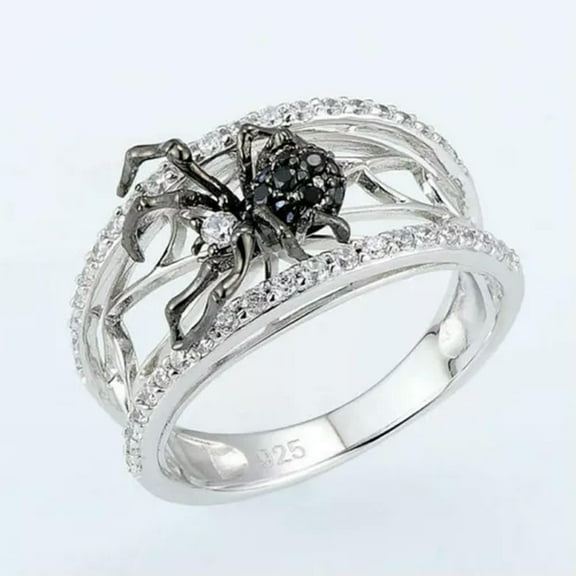 Creative Spider 925 Silver Ring Cubic Zircon Women Party Gift Sz 6-10