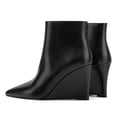 thumbnail image 3 of YDN Women's Pointed Toe Ankle Boots High Wedge Heels with Side Zipper Fashion Dressy Booties Basic Daily Outfit Shoes Size 13 Black, 3 of 5