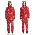 thumbnail image 4 of 2023 Cartoon Cute Elk Ear Print Christmas Matching Outfits Parent-child Zipper Hooded Jumpsuit Rompers Xmas Family Look Outfits, 4 of 4