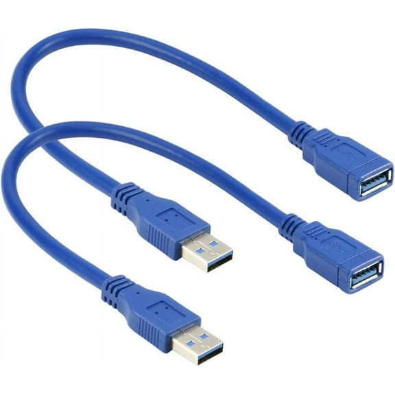 Short USB 3.0 Extension Cable USB-A Extender Male to Female 5Gbps (1FT,2-Pack)