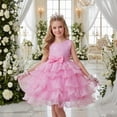 thumbnail image 2 of Ticikt Baby Elegant Flower Girls Dresses with Bow Special Occasion Wedding Birthday Party Fancy Tiered Gown, 2 of 9