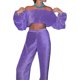 thumbnail image 4 of Txlixc Blusa femenina con pliegues irregulares y pantalones de cintura alta, azul / púrpura Txlixc moda, 4 of 4