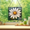 thumbnail image 2 of Daisy Flower Stained Glass Panel Suncatcher Square Window Hanging, 8 Inch Real Glass Decorative Art Sun Catcher for Home, Gift, and Garden Decor 78OR11, 2 of 6