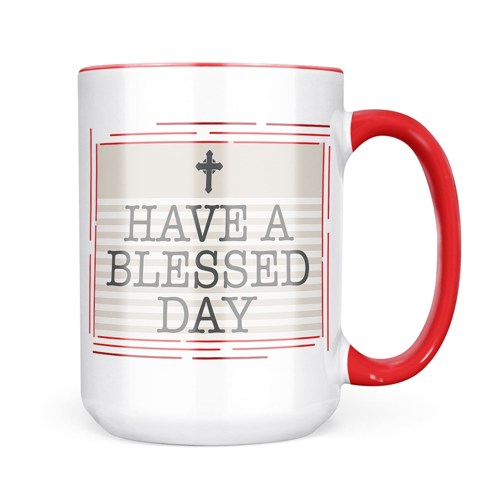Neonblond Have a Blessed Day Religious Easter Cross Neutral Mug gift for Coffee Tea lovers