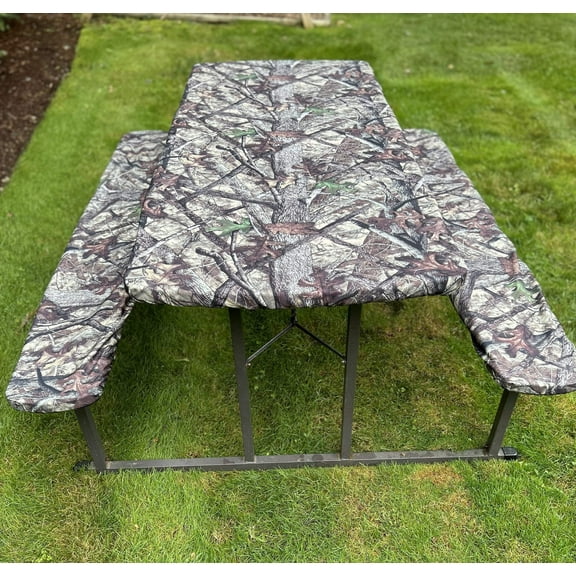 TRUETIMBER® Camo Picnic Table Cover and Bench Covers (set) with Elastic Fit