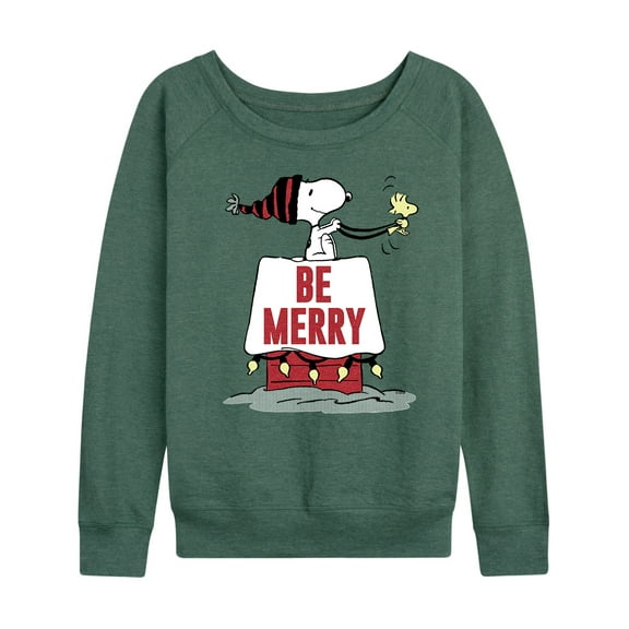 Peanuts - Be Merry - Women's Lightweight French Terry Long Sleeve Shirt